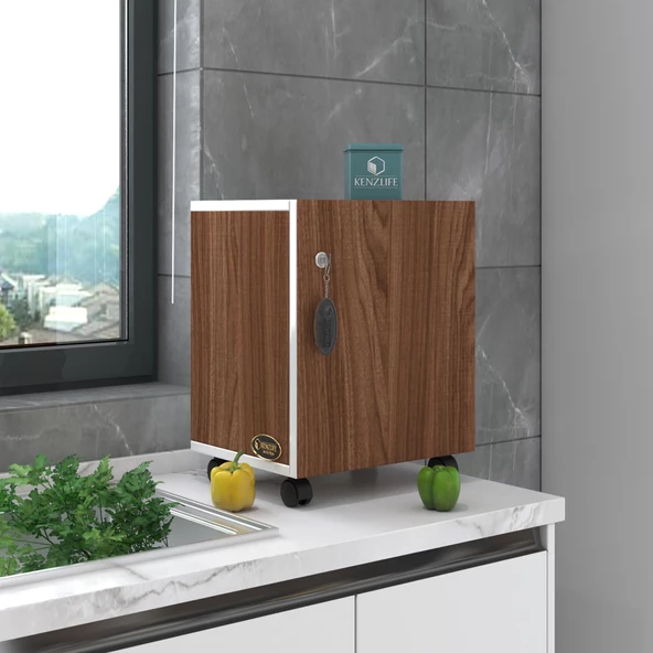 Kenzlife mutfak dolabı zehra 048*030*032 cvz kilitli tekerlekli banyo evrak ofis kitaplık ayakkabılık kiler - Resim 4