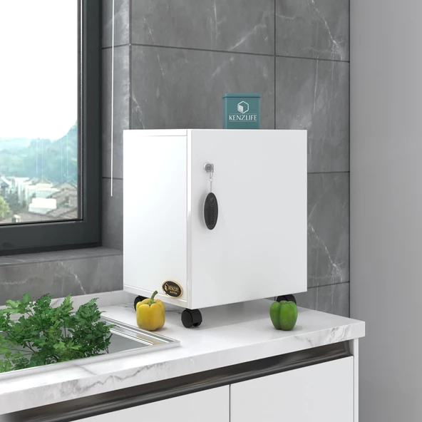 Kenzlife mutfak dolabı zehra 068*030*032 byz kilitli tekerlekli banyo evrak ofis kitaplık ayakkabılık kiler - Resim 4