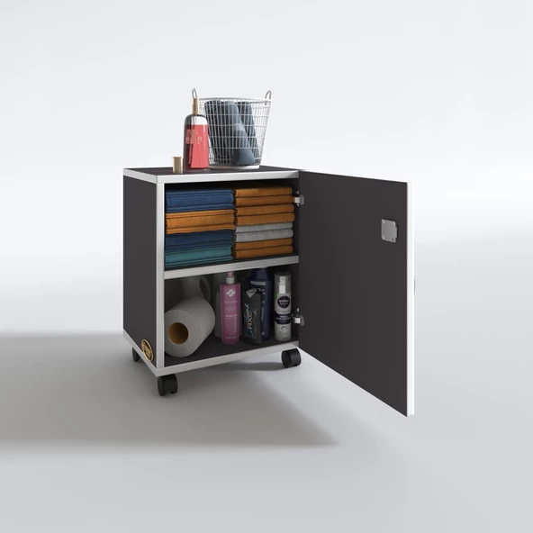 Kenzlife mutfak dolabı zehra 068*030*032 gri kilitli tekerlekli banyo evrak ofis kitaplık ayakkabılık kiler - Resim 5