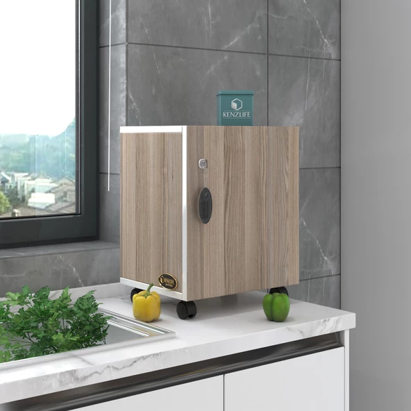 Kenzlife mutfak dolabı zehra 068*030*032 crd kilitli tekerlekli banyo evrak ofis kitaplık ayakkabılık kiler - 4