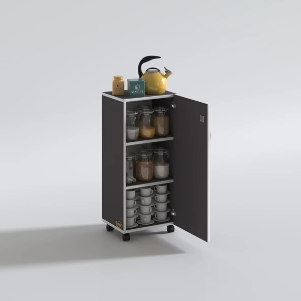 Kenzlife mutfak dolabı zehra 088*050*032 gri kilitli tekerlekli banyo evrak ofis kitaplık ayakkabılık kiler - Resim 2