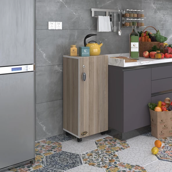 Kenzlife mutfak dolabı zehra 088*050*032 crd kilitli tekerlekli banyo evrak ofis kitaplık ayakkabılık kiler - 5