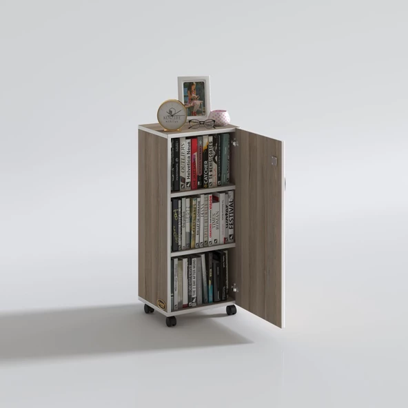 Kenzlife mutfak dolabı zehra 108*030*032 crd kilitli tekerlekli banyo evrak ofis kitaplık ayakkabılık kiler - Resim 3