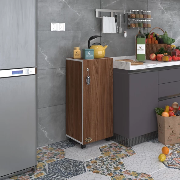 Kenzlife mutfak dolabı zehra 108*030*032 cvz kilitli tekerlekli banyo evrak ofis kitaplık ayakkabılık kiler - Resim 5