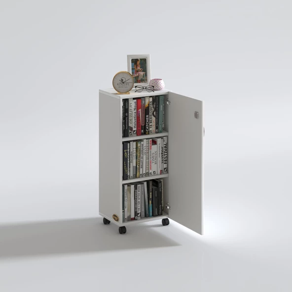 Kenzlife mutfak dolabı zehra 108X030X032 byz kilitli tekerlekli banyo evrak ofis kitaplık ayakkabılık kiler - Resim 3