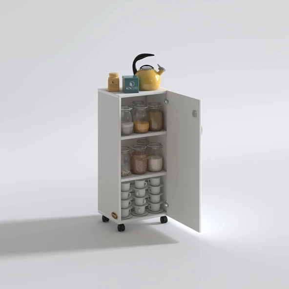 Kenzlife mutfak dolabı zehra 108X030X032 byz kilitli tekerlekli banyo evrak ofis kitaplık ayakkabılık kiler ürün görseli 1
