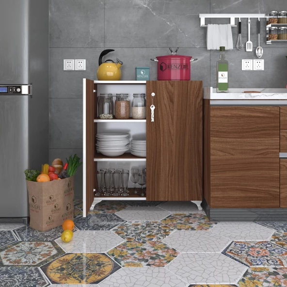 Kenzlife 2 kapılı dolap çilem 088*070*032 cvz kilitli ayaklı banyo mutfak ofis kitaplık ayakkabılık kiler