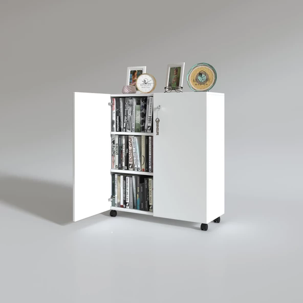 Kenzlife 2 kapılı dolap çilem 088x070x032 byz kilitli tekerlekli banyo mutfak ofis kitaplık ayakkabılık kiler - 4