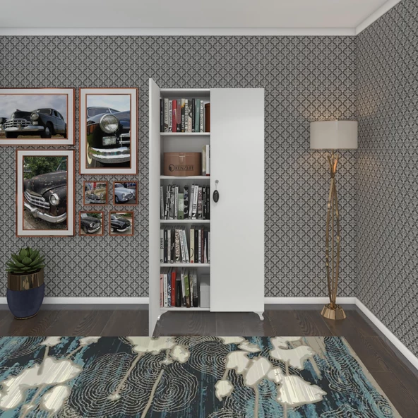 Kenzlife 2 kapılı dolap çilem 188*070*032 byz kilitli ayaklı banyo mutfak ofis kitaplık ayakkabılık kiler - 5