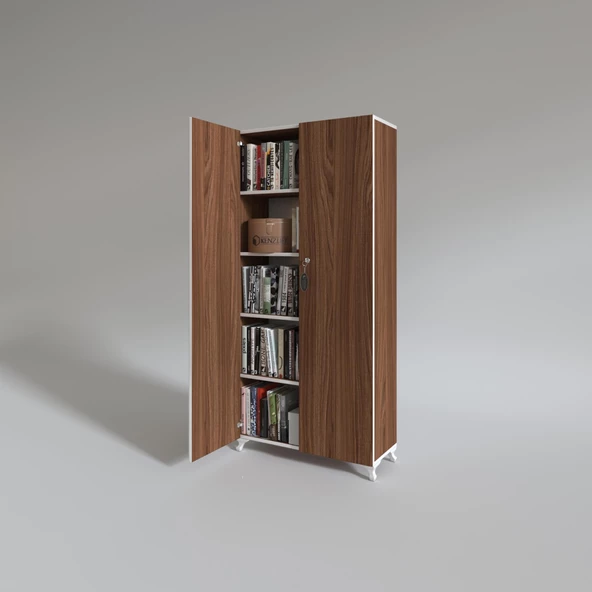 Kenzlife 2 kapılı dolap çilem 188*090*032 cvz kilitli ayaklı banyo mutfak ofis kitaplık ayakkabılık kiler - Resim 3