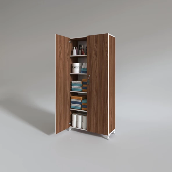 Kenzlife 2 kapılı dolap çilem 188*090*032 cvz kilitli ayaklı banyo mutfak ofis kitaplık ayakkabılık kiler - Resim 2