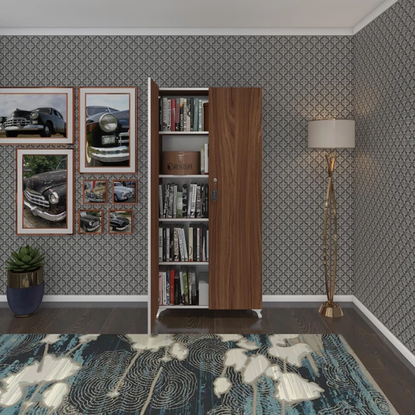 Kenzlife 2 kapılı dolap çilem 188*090*032 cvz kilitli ayaklı banyo mutfak ofis kitaplık ayakkabılık kiler - Resim 4