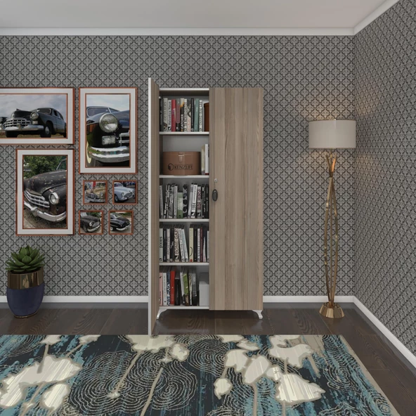 Kenzlife 2 kapılı dolap çilem 188*090*032 crd kilitli ayaklı banyo mutfak ofis kitaplık ayakkabılık kiler - 6