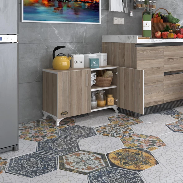 Kenzlife 2 kapılı dolap rabia 048*070*032 crd kapaklı ayaklı banyo mutfak ofis kitaplık ayakkabılık kiler - 5