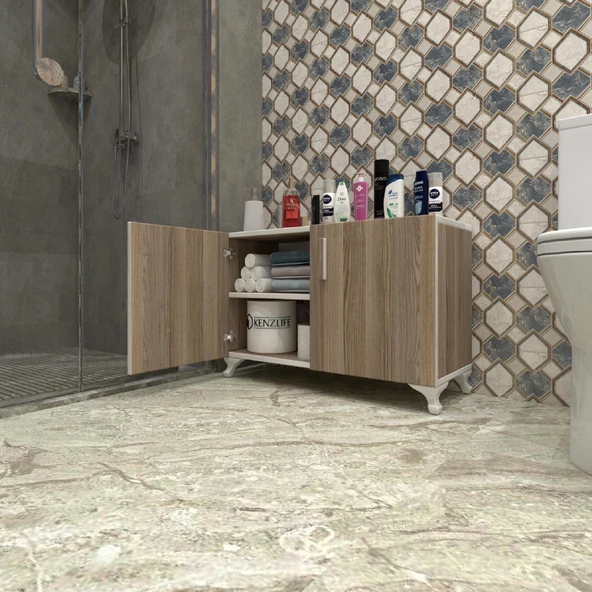Kenzlife 2 kapılı dolap rabia 048*070*032 crd kapaklı ayaklı banyo mutfak ofis kitaplık ayakkabılık kiler - 6