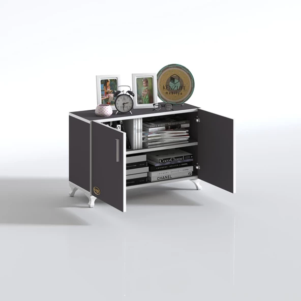 Kenzlife 2 kapılı dolap rabia 048*070*032 gri kapaklı ayaklı banyo mutfak ofis kitaplık ayakkabılık kiler - Resim 3