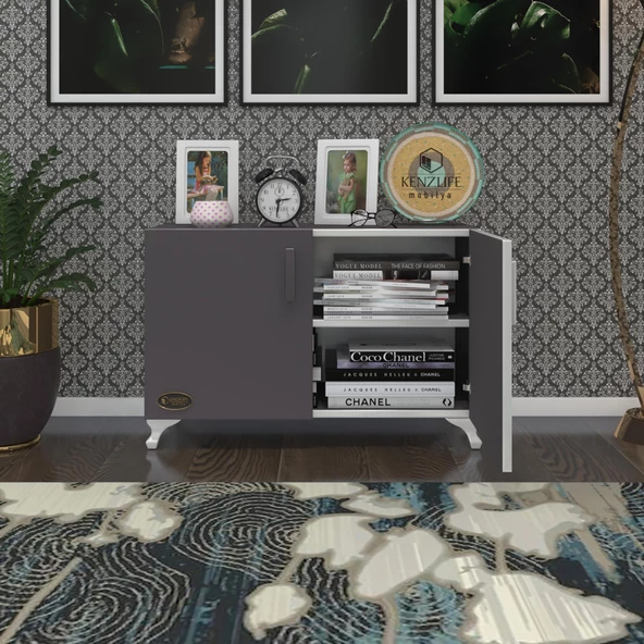 Kenzlife 2 kapılı dolap rabia 048*070*032 gri kapaklı ayaklı banyo mutfak ofis kitaplık ayakkabılık kiler - Resim 4