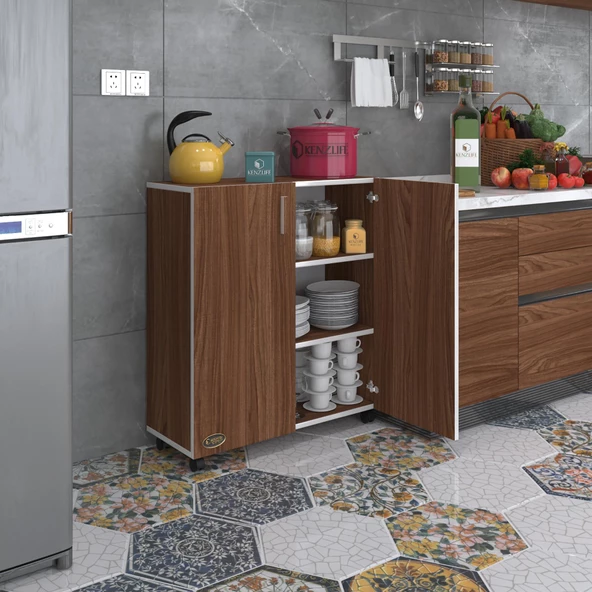 Kenzlife 2 kapılı dolap rabia 088*070*032 cvz kapaklı tekerlekli banyo mutfak ofis kitaplık ayakkabılık kiler - 8