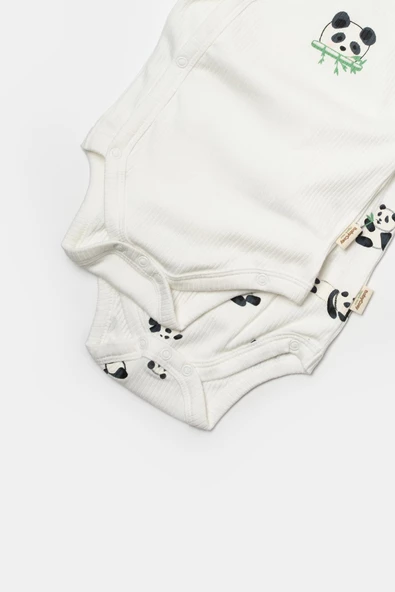 Bebek 2 Parça Kruvaze Body, %50 Bambu - %50 Organik Pamuk, Bebek ve Yenidoğan Serisi - CSYB9057 - 8