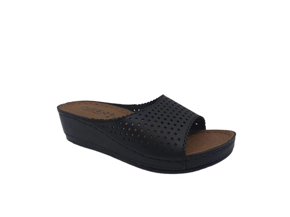 Zerhan 1856 Kadın Siyah Dolgu Topuk Günlük Kullanım Terlik - Resim 2