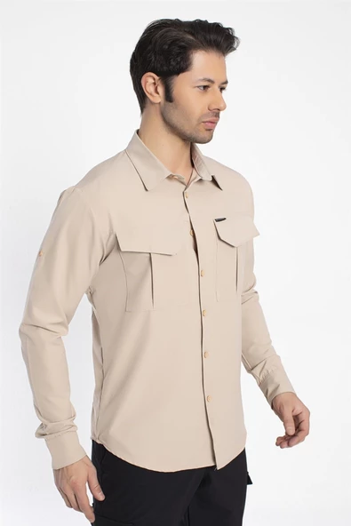 Crozwise Outdoor - Erkek Bej Spor Gömlek - 7132-02 - 3