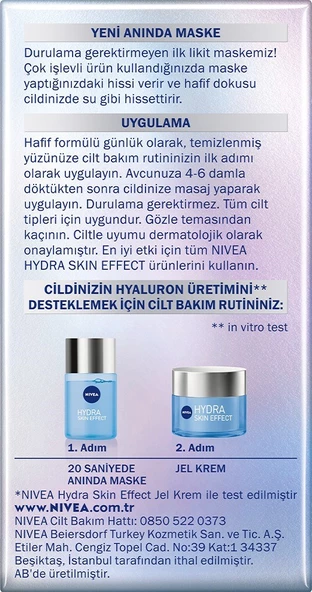 NIVEA Hydra Skin Effect 20 Saniyede Anında Yüz Maskesi 100ml, Saf Hyaluron, 72 Saat Nemlendirme - 5