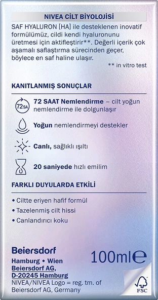 NIVEA Hydra Skin Effect 20 Saniyede Anında Yüz Maskesi 100ml, Saf Hyaluron, 72 Saat Nemlendirme - 6