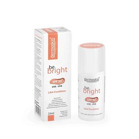 Dermoskin Be Bright SPF50+ Likit Fondöten 33ml Medium