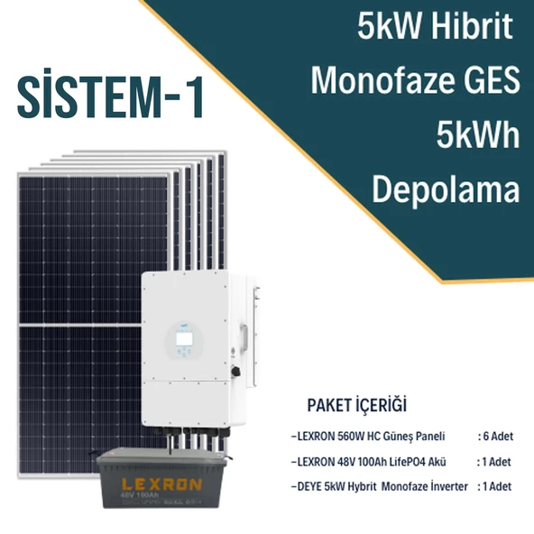 5kw Hibrit Monofaze Ges Enerji Depolamalı On Grid Sistemi-1