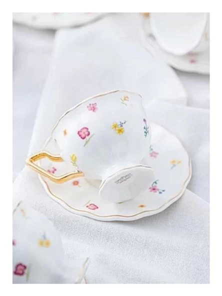 Acar MXG6044 Çiçek Desenli Beyaz Kahve Fincan Takımı 2'li ürün görseli