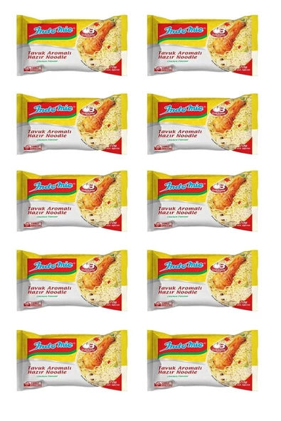 İndomie Indomie Indomie 10'lu Tavuk Aromalı Hazır Noodle