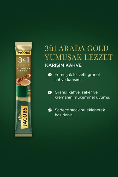 Jacobs 3 ü 1 Arada Gold Kahve Karışımı Yumuşak Lezzet 40 Adet - 2