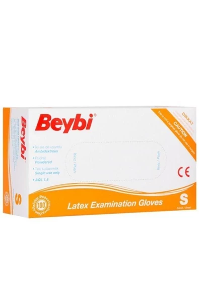 Beybi Muayene Eldiven Pudralı Lateks 100'lü Paket S Beden