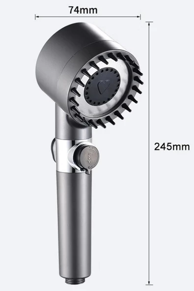 2 Adet 3 Fonksiyonlu Banyo Duş Başlığı Filtreli Kireç Önleyici Turbo Yüksek Basınçlı Duş Başlığı - Resim 6