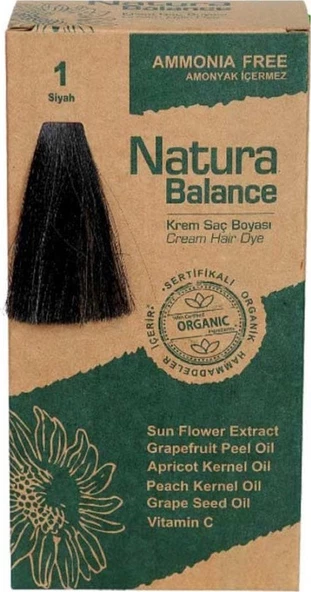 Natura Balance (Krem Saç Boyası) Siyah 1 60ML - Resim 2