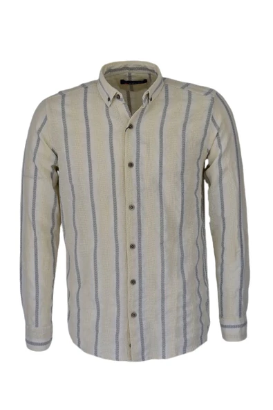 Erkek Pamuklu Yazlık Uzun Kol Gömlek 9629 BGL-ST03735 - Resim 3