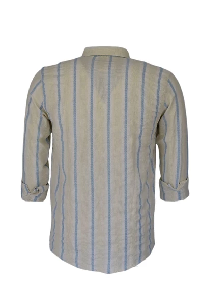 Erkek Pamuklu Yazlık Uzun Kol Gömlek 9629 BGL-ST03735 - Resim 7