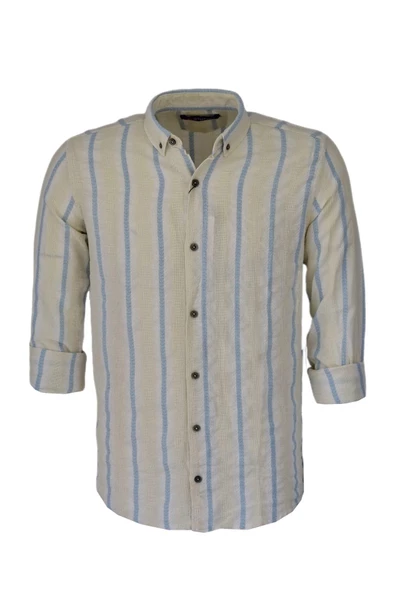 Erkek Pamuklu Yazlık Uzun Kol Gömlek 9629 BGL-ST03735 - Resim 2