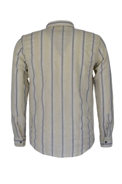 Erkek Pamuklu Yazlık Uzun Kol Gömlek 9629 BGL-ST03735 - Resim 6