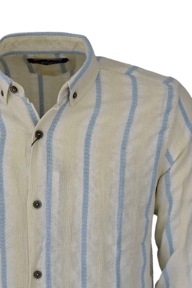 Erkek Pamuklu Yazlık Uzun Kol Gömlek 9629 BGL-ST03735 - Resim 5