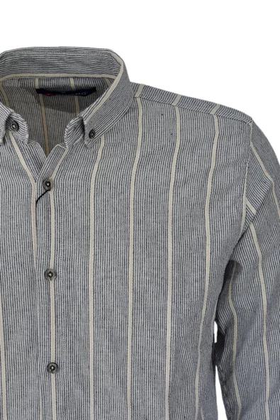 Erkek Pamuklu Yazlık Uzun Kol Gömlek 9628 BGL-ST03738 - Resim 4