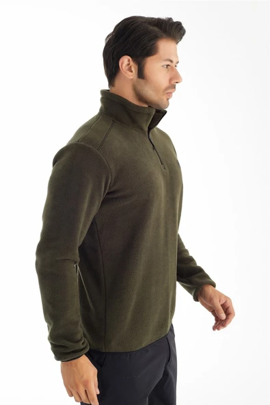 Crozwise Yarım Fermuarlı - Erkek Haki Spor Polar - 6036-04 - 2
