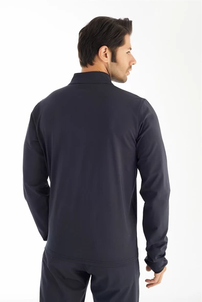 Crozwise Dalgıç Yarım Yaka - Erkek Lacivert Tam Fermuarlı Spor Sweatshirt - 6040-01 - 2