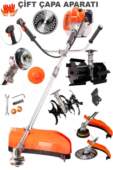 STAXX 20HPX Yan Tipi Benzinli Motorlu Ot Çalı Tırpanı Çim Biçme Makinesi Tırpan Canavar + 2 Çapa Set - 2