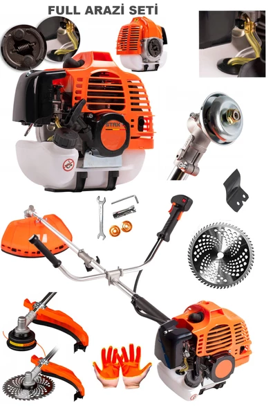 STAXX 20HPX Yan Tipi Benzinli Motorlu Ot Çalı Tırpanı Çim Biçme Makinesi Tırpan Canavar + 2 Çapa Set - 3