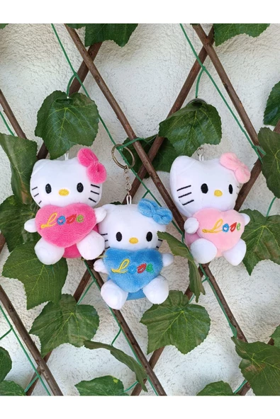 Mavi Renk Pelüş Hello Kitty Sanrio Maskot Anahtarlık ve Çanta Süsü Kawaii Anime Love - 2