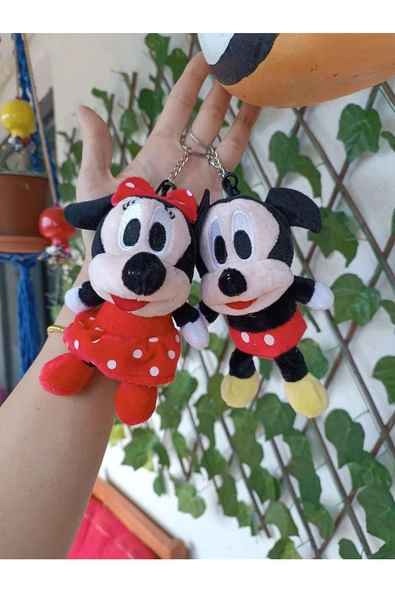 Kırmızı Elbiseli Pelüş Minnie Mouse Maskot Anahtarlık ve Çanta Süsü Love - 2