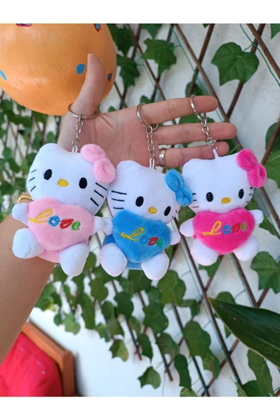 Mavi Renk Pelüş Hello Kitty Sanrio Maskot Anahtarlık ve Çanta Süsü Kawaii Anime Love