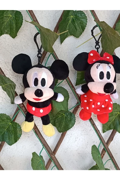 Kırmızı Elbiseli Pelüş Minnie Mouse Maskot Anahtarlık ve Çanta Süsü Love - 3