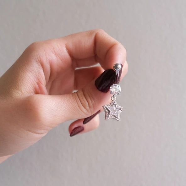 316L Çelik Yıldız Model Zirkon Taşlı Piercing PRC-224 - 2